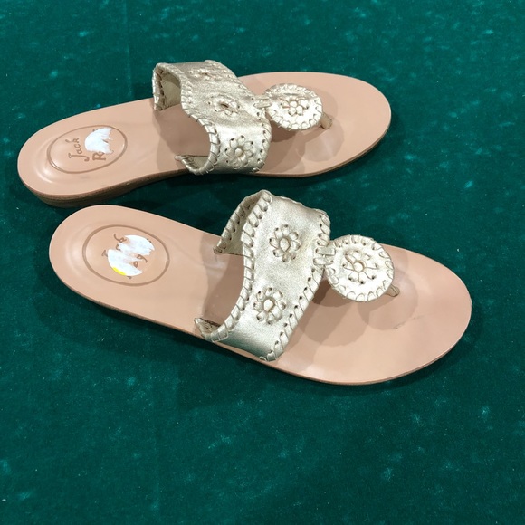 NWOT! Jack Rogers Platinum  Leather Sandals sz 5.5 - Picture 3 of 5